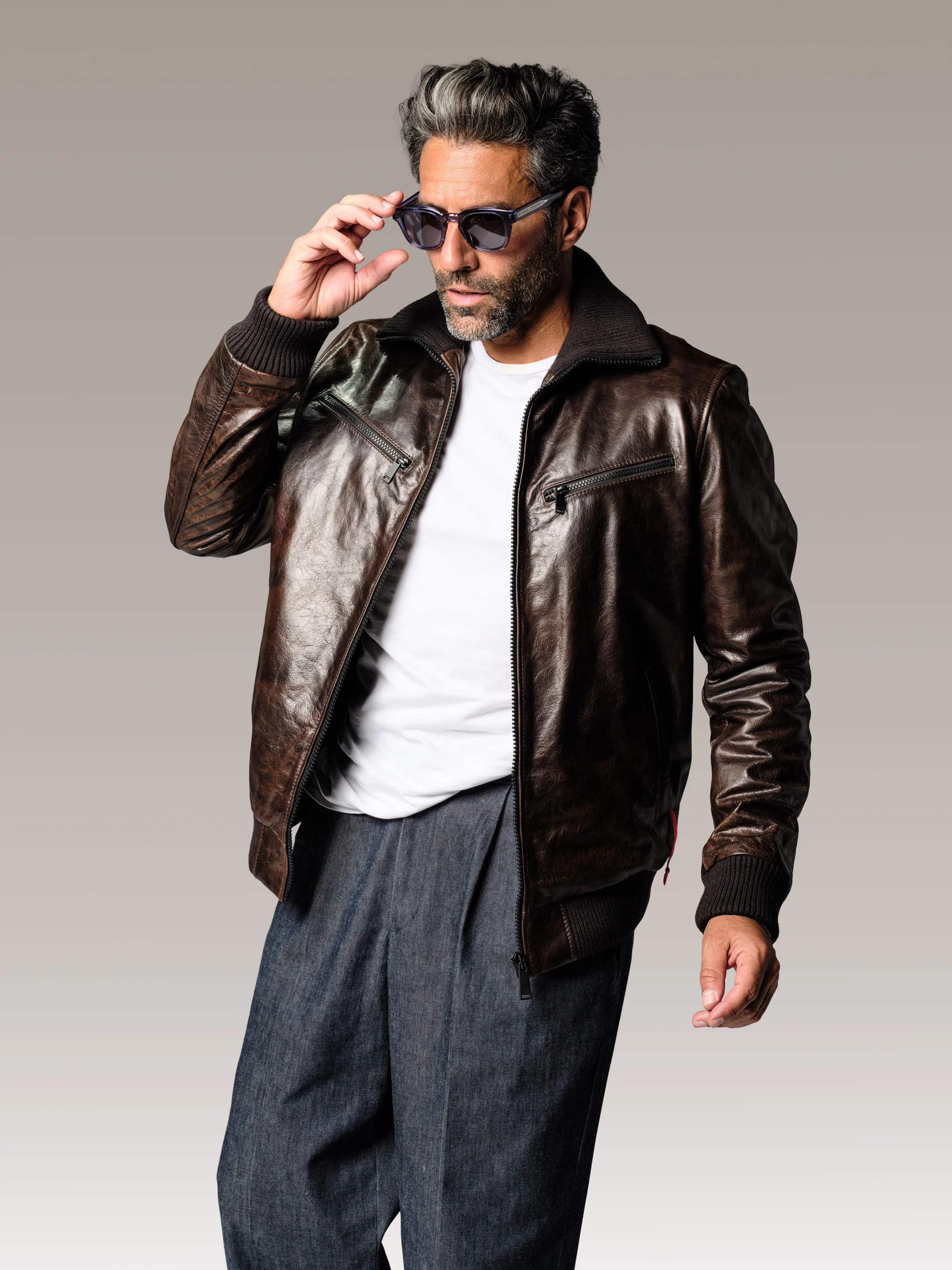 Blouson en cuir marron MIKE QUARTZ - Image 5